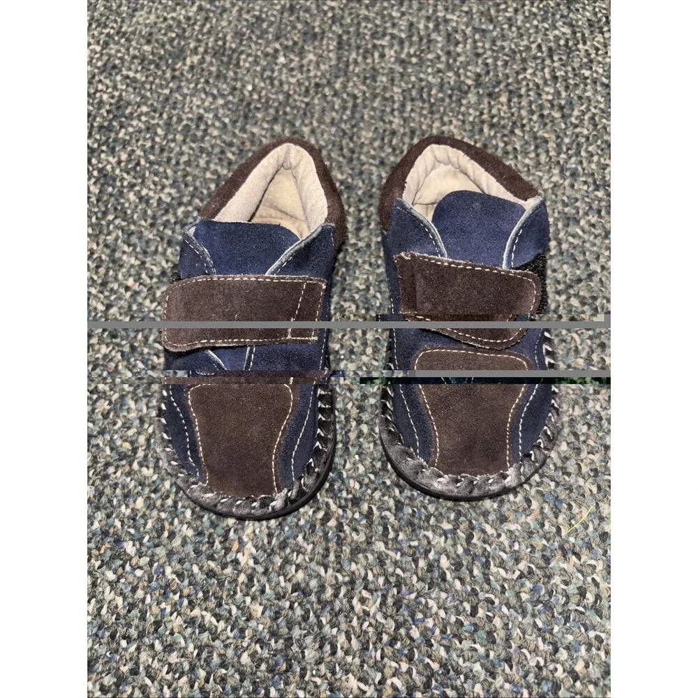 See Kai Run Shoe boy toddler size 6 Navy blue Brown Leather Colorblock Strap